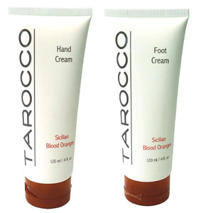 Baronessa Cali Tarocco Sicilian Blood Orange Foot Cream and Hand Cream Set - Refreshing and Moisturizing - 4 Ounce