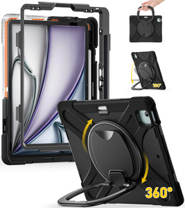 BRAECN for iPad Air 13 Inch Case M3 2025/ M2 2024, Rugged iPad Pro 12.9 Inch 6th/5th/4th/3rd Generation Cover w/Kickstand/Swivel Handle Grip/Shoulder