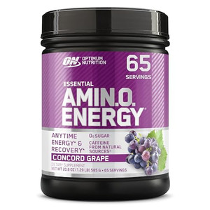Optimum Nutrition Amino Energy - Pre Workout with Green Tea, BCAA, Amino Acids, Keto Friendly, Green Coffee Extract, Energy Powder - Concord Grape, 6