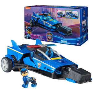 Paw Patrol: The Mighty Movie, Chase's Mighty Transforming Cruiser with Mighty Pups Action Figure, Lights and Sounds, Kids Toys for Boys & Girls 3+