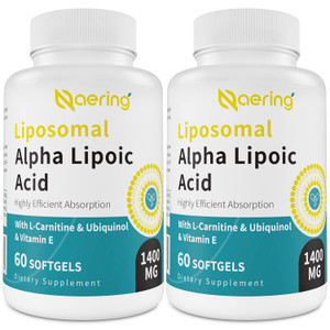 Naering Liposomal Alpha Lipoic Acid 1400mg Softgels, ALA Supplement with L-Carnitine 1000mg, Ubiquinol (Active CoQ10) 100mg and Vitamin E 10mg for An