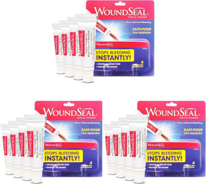 WoundSeal Powder 4 Each (Pack of 3) - Wound Care First Aid for Cuts, Scrapes and Abrasions - Stops Bleeding in Seconds Without Stitches or Bandages -