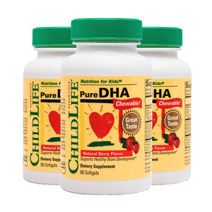 CHILDLIFE ESSENTIALS Pure DHA for Kids - DHA Supplements, DHA EPA Omega 3 Supplement, Children DHA Chewables, Baby DHA, Fish Oil for Toddlers, Gluten