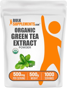 BulkSupplements.com Organic Green Tea Extract Powder - Organic Green Tea Powder, Polyphenols Supplement - Vegan & Gluten Free, 500mg per Serving, 500