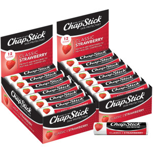 ChapStick Bulk Classic Strawberry Lip Balm, 24-Count  Tinted Lip Moisturizer, Juicy & Sweet, 0.15 Oz Ea