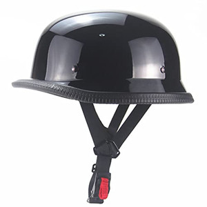 German Style Motorcycle Helmet,Adult Half Helmet Open Face DOT Approved, Motorcycle Cruiser Scooter Cool Helmet (Medium, Bright Black)