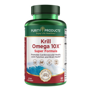 Purity Products Krill Omega-3 10x More EPA and DHA Super Formula Premium PhosphoBoost Krill Oil + Astaxanthin - Supports Joint Comfort + Flexibility