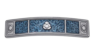 Danforth Tapestry Metal Hair Barrette (Blue)  Handcrafted Pewter Hair Barrettes For Women  3 ½ Wide, Made In USA