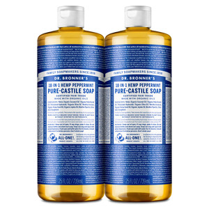 Dr. Bronner's - Pure-Castile Liquid Soap (Peppermint, 25 ounce) - Made with Organic Oils, 18-in-1 Uses: Face, Body, Hair, Laundry, Pets and Dishes, C