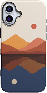 Casely iPhone 16 Case | Opposites Attract | Day & Night Mountains | Bold Protective Design | Compatible with MagSafe