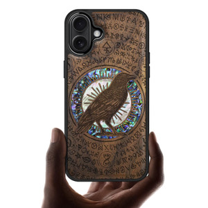 Carveit Magnetic Case for iPhone 16 Plus Case, Wood Artisan Engraved & Handmade Shell Inlaid, TPU Shockproof Cover, Compatible with MagSafe Wireless