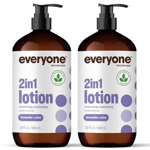 Everyone 2-in-1 Lotion for Hands/Body, 32 ounce (Pack of 2) Lavender and Aloe made with Essential Oils for Men and Women