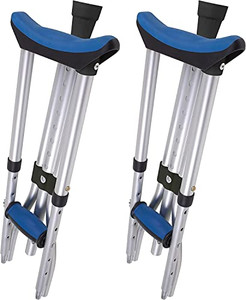 Carex Folding Aluminum Under Arm Crutches for Adults 4'11" to 6'1", 2 Lightweight Crutches Included, Universal for Walking, Walking Aid for Kids, Adu