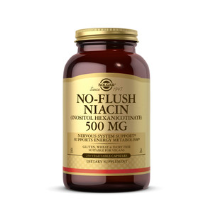 Solgar No-Flush Niacin 500 mg, 250 Vegetable Capsules - Supports Energy Metabolism - No-Flush Delivery - Vegan, Gluten Free, Dairy Free, Kosher - 250