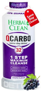 Herbal Clean Qcarbo32 Same Day Detox Cleanse Drink (32 fl oz) - Grape Flavor Full Body Cleanse* Detox Drink for high Toxin Level*, Vitamin B2 and Vit