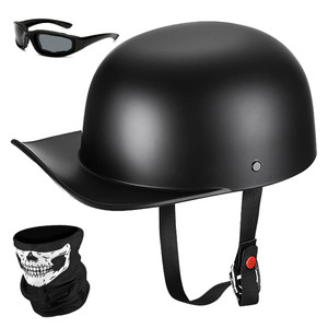 Yesmotor Baseball Motorcycle Helmet Half Cap for Bike Cruiser Chopper Moped Scooter- Dot Approved (Matte Black, XL)