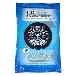 Chemical Guys Total Interior Cleaner & Protectant Wipes  50 Pack Multi Surface Car Interior Cleaning Wipes for Dashboards, Doors and Seats  Safe fo