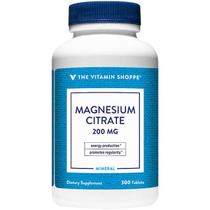 The Vitamin Shoppe Magnesium Citrate 200MG - Muscle Relaxation, Bone Health & Energy Production, Highly Absorbable (300 Tablets)