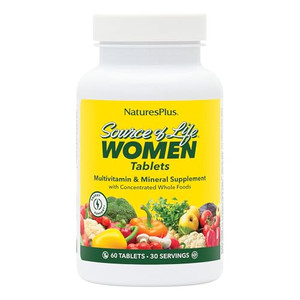 NaturesPlus Source of Life Women - 60 Tablets - Multivitamin & Mineral Supplement - with Iron, Calcium, Folate & Lutein - Gluten Free, Vegetarian - 3