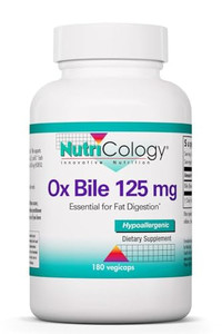 NutriCology Ox Bile 125 mg - Supports Fat Digestion - Delivers 125 mg Concentrated Bile Salts per Serving - Hypoallergenic & Vegetarian - 180 Serving