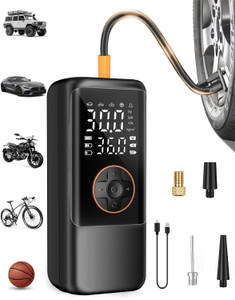 Tire Inflator Portable Air Compressor, 150PSI Air Compressor for Car Tires, Cordless Bike Pump with Pressure Gauge & LED Light, Tire Pump for Cars, M
