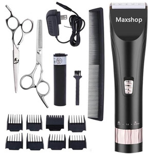 Maxshop Professional Hair Clippers for Men and Babies Quiet Clippers Cordless Haircut kit with Charging Dock, 8 Comb Guides, 2 Scissors,1 Hair Comb S