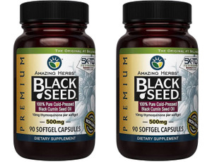 Amazing Herbs Premium Black Seed Oil Capsules - Gluten Free, Non GMO, Cold Pressed Nigella Sativa Aids in Digestive Health, Immune Support- 90 Count,