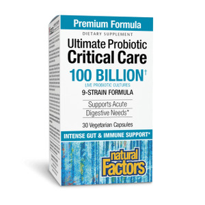 Natural Factors Ultimate Probiotic 100 Billion Live Cultures - Digestion Supplement with Prebiotic Fiber - Daily Supplement for Gut Health - 30 Veget