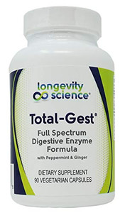 Longevity Science: Total Gest Full Spectrum Digestive Enzyme Formula 90 Vegetarian Capsules