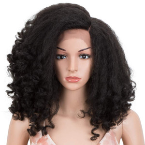Style Icon 14" Afro Wigs Short Curly Wigs for Black Women Lace Front Side Part Synthetic Wigs (14 Inches, 1B)