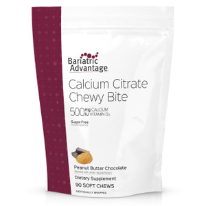 Bariatric Advantage Calcium Citrate Chewy Bites 500 mg - Highly Absorbable & Digestible - Vitamin D3 - Easily Chewable Calcium Supplement - Peanut Bu
