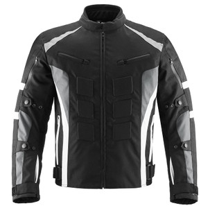 ILM Motorcycle Jacket with CE Armor for Men Enduro Touring Dualsport Riding Water Resistant Textile All-weather White, L