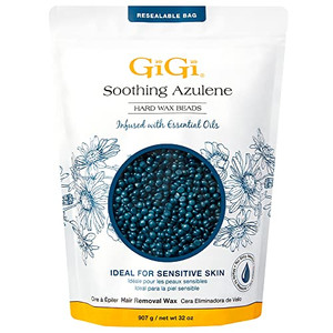 GiGi Hard Wax Beads for Hair Removal, Soothing Azulene Hard Wax Beads, Gentle Formula for Sensitive Skin, No Strips Needed for Full Body & Face Waxin