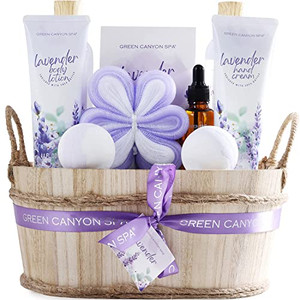 Green Canyon Spa Gift Baskets for Women 11pcs Lavender Bath Gift Sets with Body Lotion,Essential Oil,Spa Gifts for Women,Mothers Day Gift Sets for He