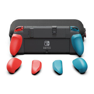 Skull & Co. NeoGrip Bundle: an Ergonomic Grip Hard Shell with Replaceable Grips [to fit All Hands Sizes] for Nintendo Switch OLED and Regular Model [