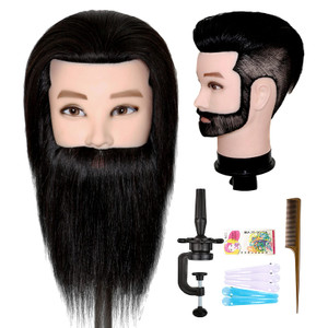 ISHOT Male Mannequin Head,12" Doll Head,Training Head,With 100% Real Human Hair for Hairdressers,Hair Stylists,Cosmetologist,Barber Shop and Cosmetol