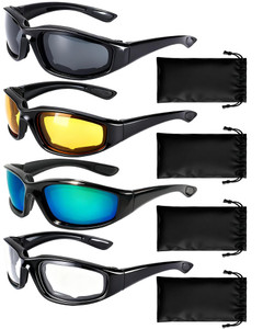 YISUGOOC 4 Pair Motorcycle Glasses Riding Glasses UV Protection Windproof And Dustproof Motorcycle Goggles Foam Cushion Eyeglasses Suitable For Outdo