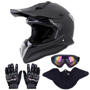 OUMURS Adult Dirt Bike Helmet with Goggles Gloves & Mask Adjustable Sun Visor Motorcycle Adult ATV Helmet Off-Road Motocross Downhill Moped MX BMX fo