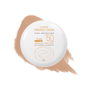 Avène High Protection Beige Tinted Compact, Broad Spectrum SPF 50+, UVA/UVB Blue Light Protection, Tinted sunscreen, 100% Mineral, Water Resistant, D