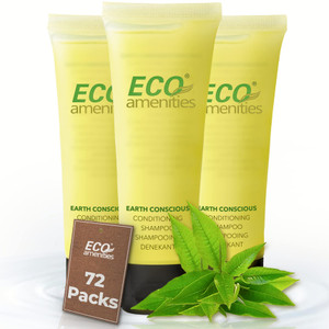 ECO Amenities Travel Size Shampoo and Conditioner Sets - 2 in 1 Hotel Shampoo and Conditioner Supplies for Guests - Refreshing Bulk Travel Size Toile
