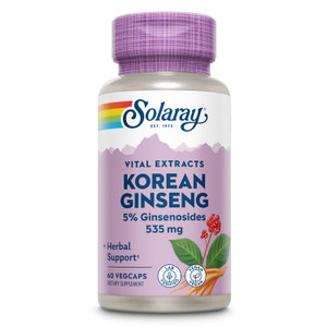 SOLARAY Korean Ginseng Root Extract - Herbal Support for Occasional Stress, Energy, and Physical Endurance - 5% Ginsenosides - Vegan, Lab Verified -