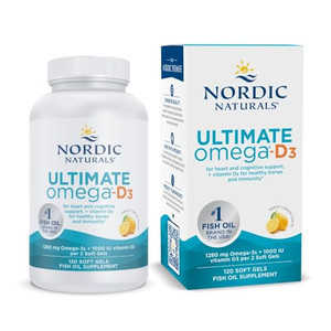 Nordic Naturals Ultimate Omega-D3, Lemon Flavor - 120 Soft Gels - 1280 mg Omega-3 + 1000 IU Vitamin D3 - EPA & DHA - Promotes Brain, Heart, & Immune