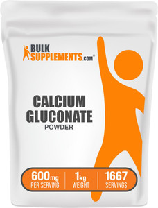 BulkSupplements.com Calcium Gluconate Powder - Calcium Supplement, Easily Absorbed - Unflavored & Gluten Free, 600mg per Serving, 1kg (2.2 lbs) (Pack