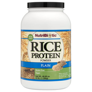 NutriBiotic Plain Rice Protein, 3 Lb (1.36kg) | Low Carb, Vegan & Raw Protein Powder | Grown and Processed Without Chemicals, Gluten or GMOs | Keto F
