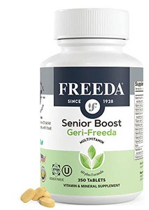 Freeda Senior Multivitamin - Kosher Vitamins for Men & Women 60 and Over - One Daily Coated Tablet - Womens & Mens Vitamins Multivitamin 60 Plus -