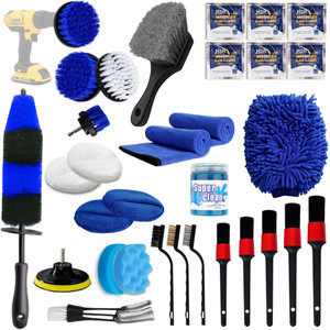 Cuoreca 31pcs Car Detailing Kit Interior and Exterior Cleaner, Car Cleaning Kit with Professional Car Detailing Brush Set, Car Wash Kit and Auto Deta