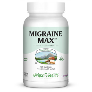 Maxi Health Migraine Max| Powerful Migraine Relief | 100% Natural | 120 Easy-To-Swallow Capsules Kosher-Certified