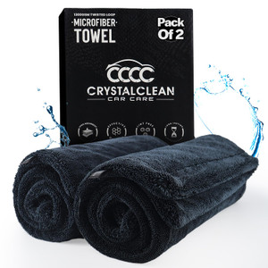 Crystal Clean 1300GSM Car Drying Towel - XL (24x36) Microfiber Towels for Cars with Double Twisted Loop, Professional Detailing Towel for Car Detaile
