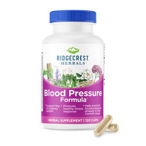 RidgeCrest Herbals Blood Pressure Herbal Formula, 12 Herbs, Poria Mushroom, Gastrodia, Gardenia, for Heart, Vascular, Circulation Health (120 Count)