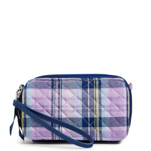 Vera Bradley Women's Cotton All in One Crossbody Purse With RFID Protection, Amethyst Plaid - Recycled Cotton, One Size